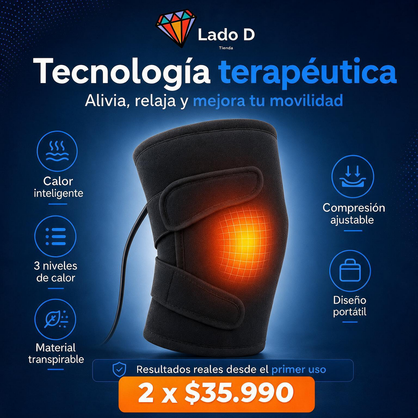 Rodillera Termica - Terapia de calor Regulable
